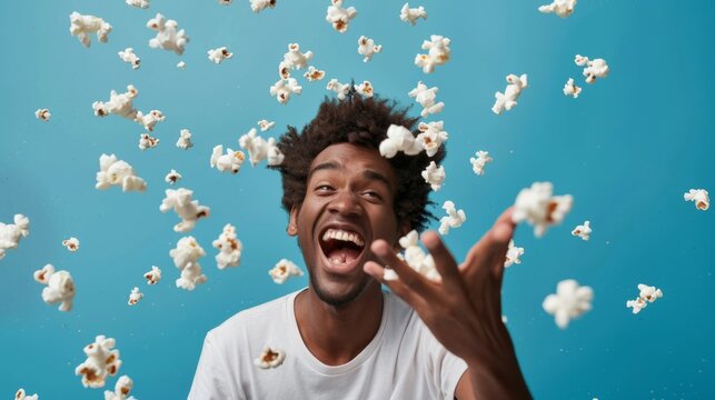 A Joyful Man with Popcorn