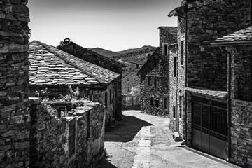 Old stone houses in villages in the interior of Spain, Castilla la Mancha.