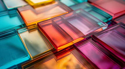 close up of colorful glass objects