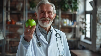 A Doctor Holding a Green Apple