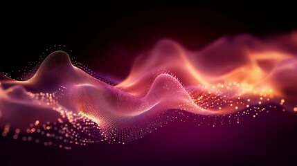 Dynamic Particle Waves in Purple and Orange Hues