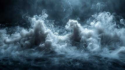 its thick gray fog softly swirling against a backdrop of darkness. This atmospheric image of mist captures the ethereal beauty of nature's veiled mystery