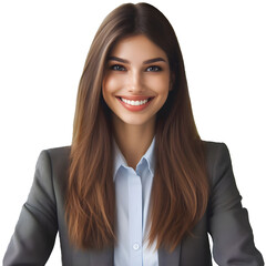 A neat female office worker smiling brightly.
Generative ai. - obrazy, fototapety, plakaty