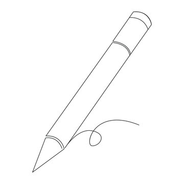 recommend clip art: Continuous single one line drawing wooden pencil for writing on paper illustration art vector design