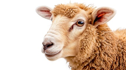 portrait of a sheep lamb isolated over white background