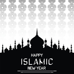 islamic new year dark post design vector file