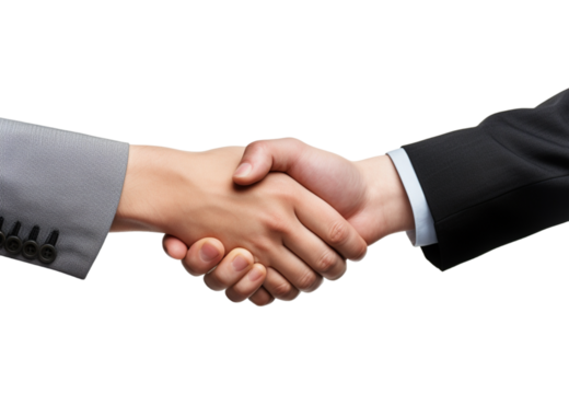 two business people shaking hands isolated transparent background