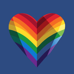 Vibrant heart-shaped representation of the lgbt flag expressing love and solidarity with the homosexual community. A symbol of diversity, acceptance, and the ongoing struggle for equality