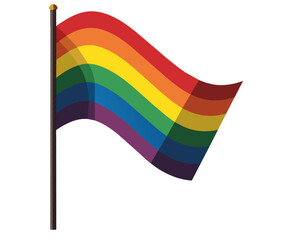 Strikingly colorful rainbow flag representing the lgbt community waves proudly, symbolizing diversity, acceptance, and the spirit of inclusivity in a clear and vivid illustration