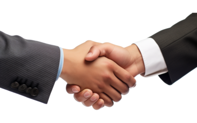 two business people shaking hands isolated transparent background