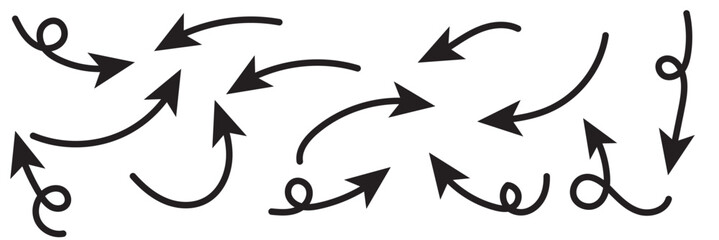 Set of Hand drawn vector arrows doodle on white background. design element vector illustration.