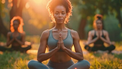 A group of women meditating together for psychological and physical therapy Including yoga and balance and flexibility in the mind. body and spirit