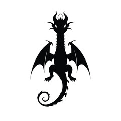 Adorable Dragon Tattoo illustration for colouring page.eps