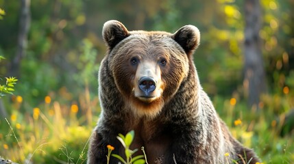 Large carpathian brown bear portrait