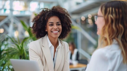 Smiling Businesswoman at Office Meeting