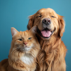 Photos of very cute Happy and Joyful dogs and cats against a visually soothing backdrop.