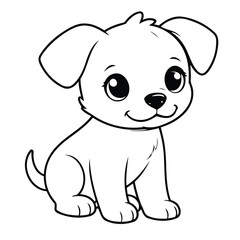 Adorable dog drawing for kids colouring page.eps