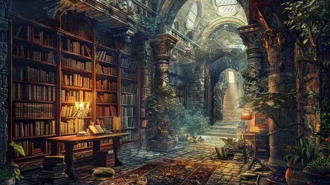 Transport to a mystical realm where psychological symbols blend seamlessly with intricate architectural marvels, captured in breathtaking watercolor realism