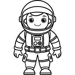 Obraz premium Happy astronaut cartoon character in futuristic robotic design