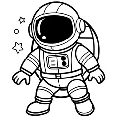 Fototapeta premium Happy astronaut cartoon character in futuristic robotic design