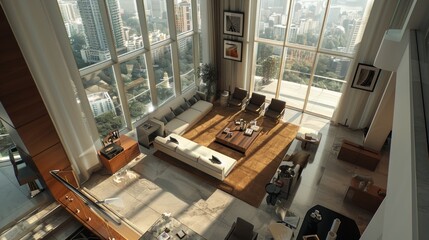 Experience a mesmerizing fusion of psychological depth and architectural splendor from a birds-eye perspective, portrayed in stunning, photorealistic 3D graphics