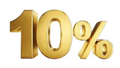 3d realistic gold number ten