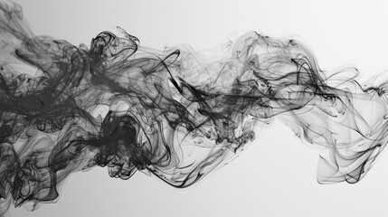 Smoke swirls of black and grey, dramatic abstract background with a sense of power and movement