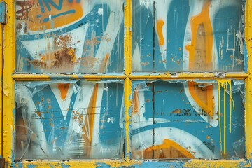 Colorful graffiti on the window,  Abstract background and texture for design