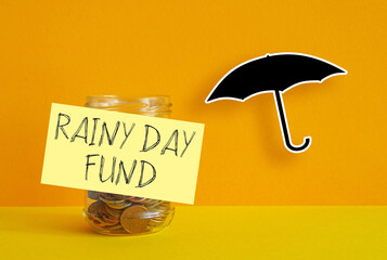 Rainy day fund savings. Concept of bankruptcy and crisis - obrazy, fototapety, plakaty