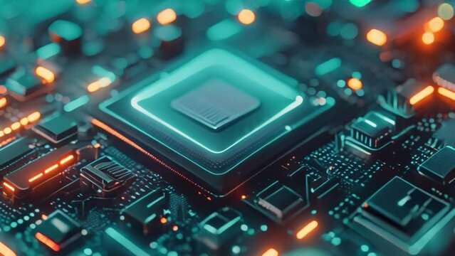 An electric blue glow illuminates the center of a close-up computer chip of complex blueprint algorithms for automotive lighting.