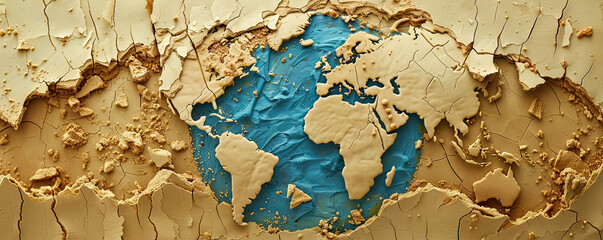 Conceptual art depicting a cracked earth globe as a powerful symbol of global warming and environmental degradation.