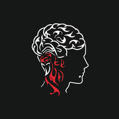 Mindful Silhouette: Brain Vector Illustration for Mental Wellness