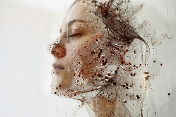 A mesmerizing portrait of a woman made of particles.