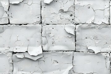 White brick wall with cracked paint,  Abstract background and texture for design