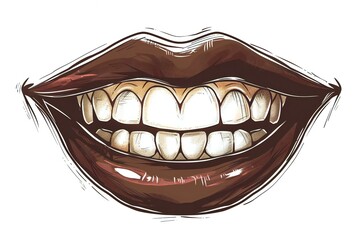 Illustration of a female mouth with a smile,  Vector illustration