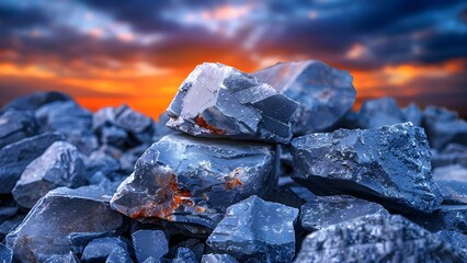 The significance of petalite as a lithium source for the battery industry. Concept Petalite, Lithium Source, Battery Industry, Significance, Materials Supply - obrazy, fototapety, plakaty