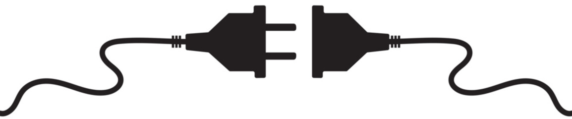 electric plug and outlet, pugging in or unplugging power cord vector illustration. white background. eps 10