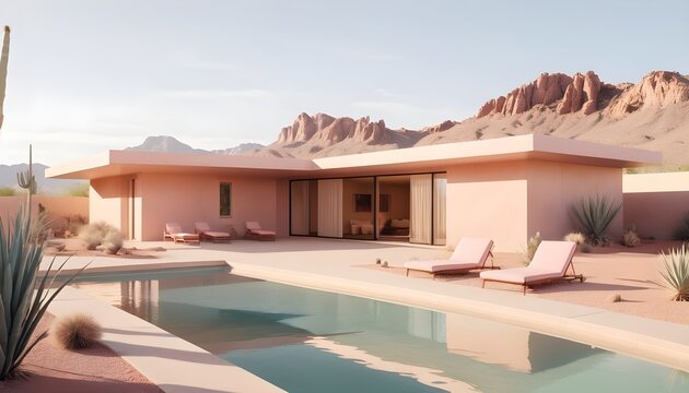 An ideas modern retro pool villa in landscape