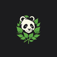 Adorable Panda Munches Bamboo: Cartoon Vector Icon Illustration