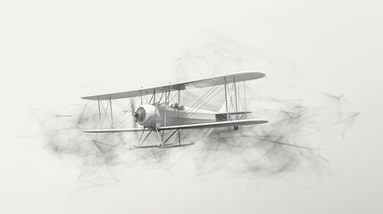 minimalist design showcasing the Wright Brothers first flight, using bold geometric shapes in a monochromatic palette to symbolize aviations inception Experiment with unexpected camera angles