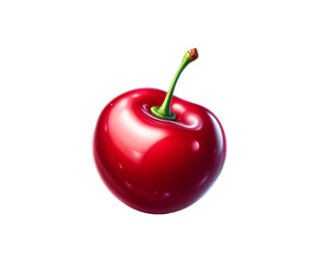 Fresh Red Cherry single isolated on transparent background Ai generative.
