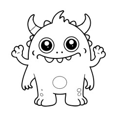 Adorable friendly cartoon monster doodle for kids page
