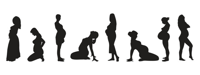 silhouette of a pregnant woman vector