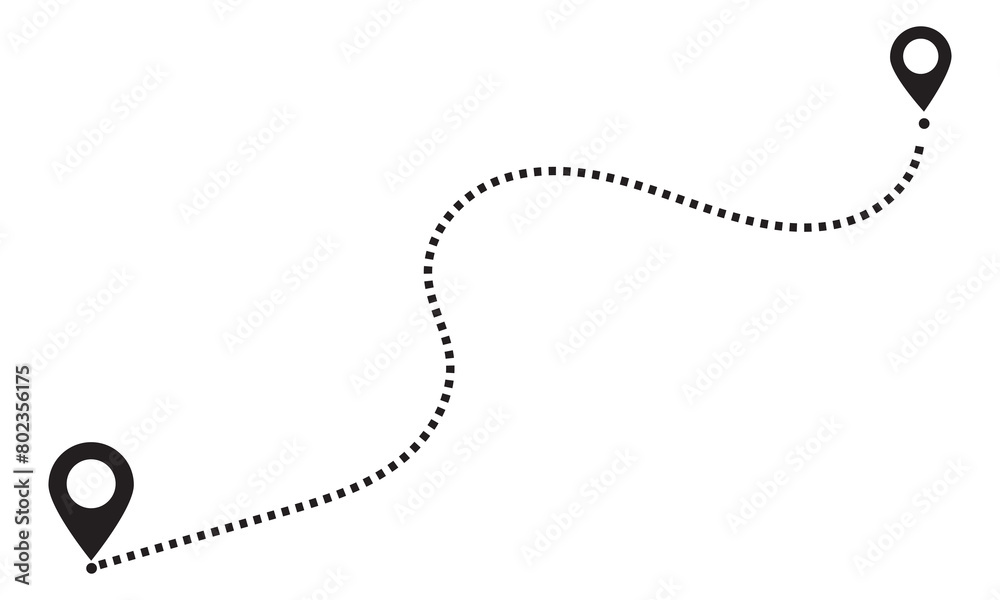 Leinwandbilder Route location icon. Map pointer sign. GPS navigator vector. Map Navigation with 2 pins search location. Vector illustration isolated on white background. EPS 10