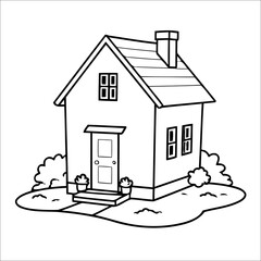 Cute House Outline Drawing for Kids Coloring Activity