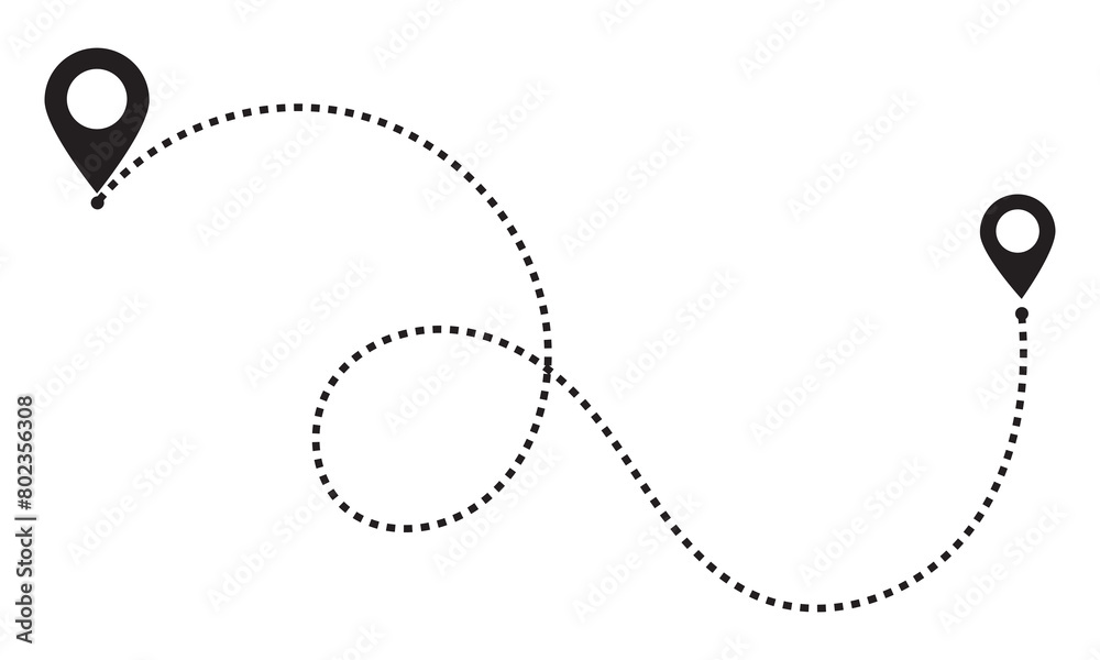 Leinwandbilder Route location icon. Map pointer sign. GPS navigator vector. Map Navigation with 2 pins search location. Vector illustration isolated on white background. EPS 10
