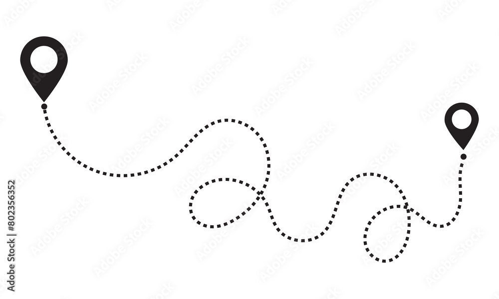 Leinwandbilder Route location icon. Map pointer sign. GPS navigator vector. Map Navigation with 2 pins search location. Vector illustration isolated on white background. EPS 10