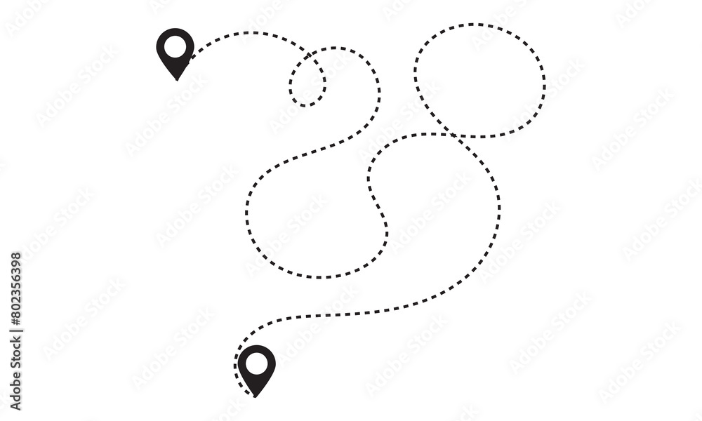 Leinwandbilder Route location icon. Map pointer sign. GPS navigator vector. Map Navigation with 2 pins search location. Vector illustration isolated on white background. EPS 10