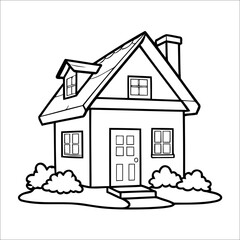 Cute House Outline Drawing for Kids Coloring Activity
