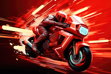 Obraz premium generated Illustration of dynamic motorcycle racing abstract art